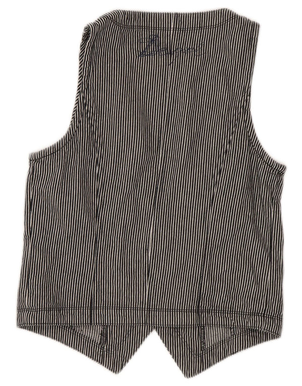 Desigual Womens Crop vest EU 40 Mellem marineblå nålestribet bomuld