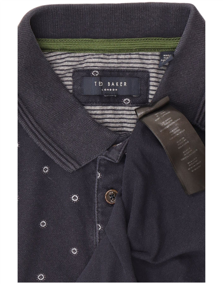 Ted Baker Mens Polo Shirt Small Navy Blue Spotted Cotton