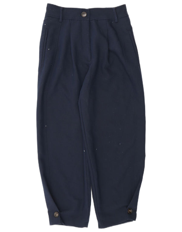 Zara Womens Loose Fit Chino Trousers Small W26 L25 Navy Blue Polyester