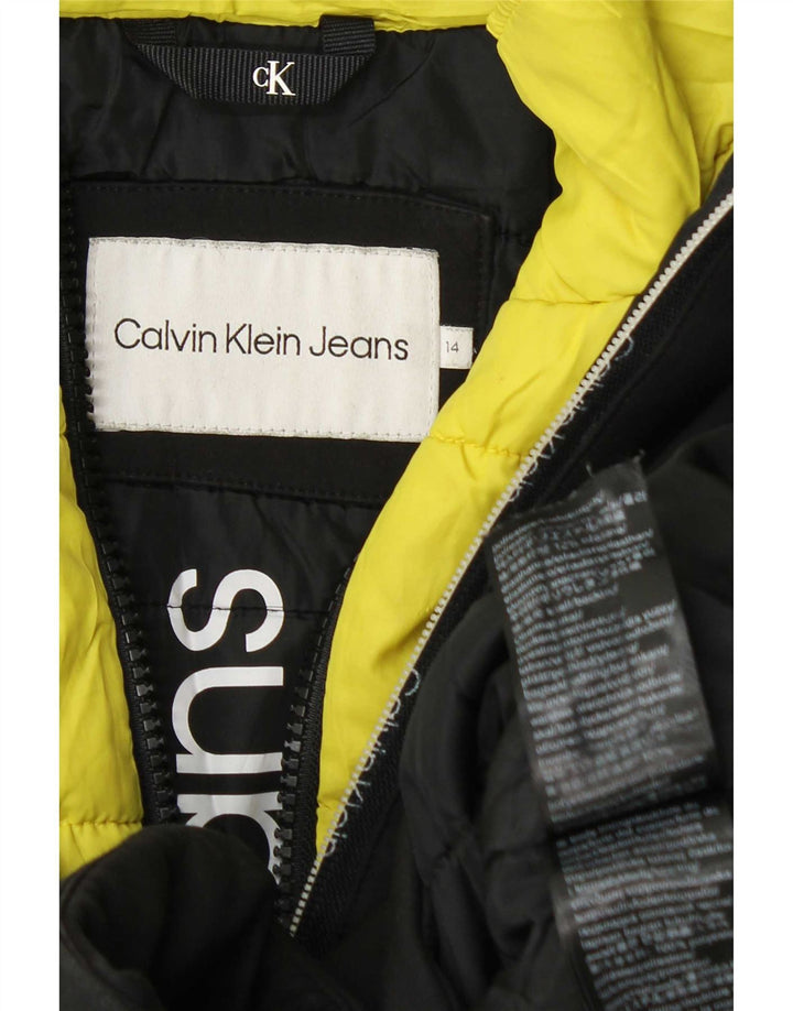 Calvin Klein Jeans Boys Hooded Padded Jacket 13-14 Years Black Polyester