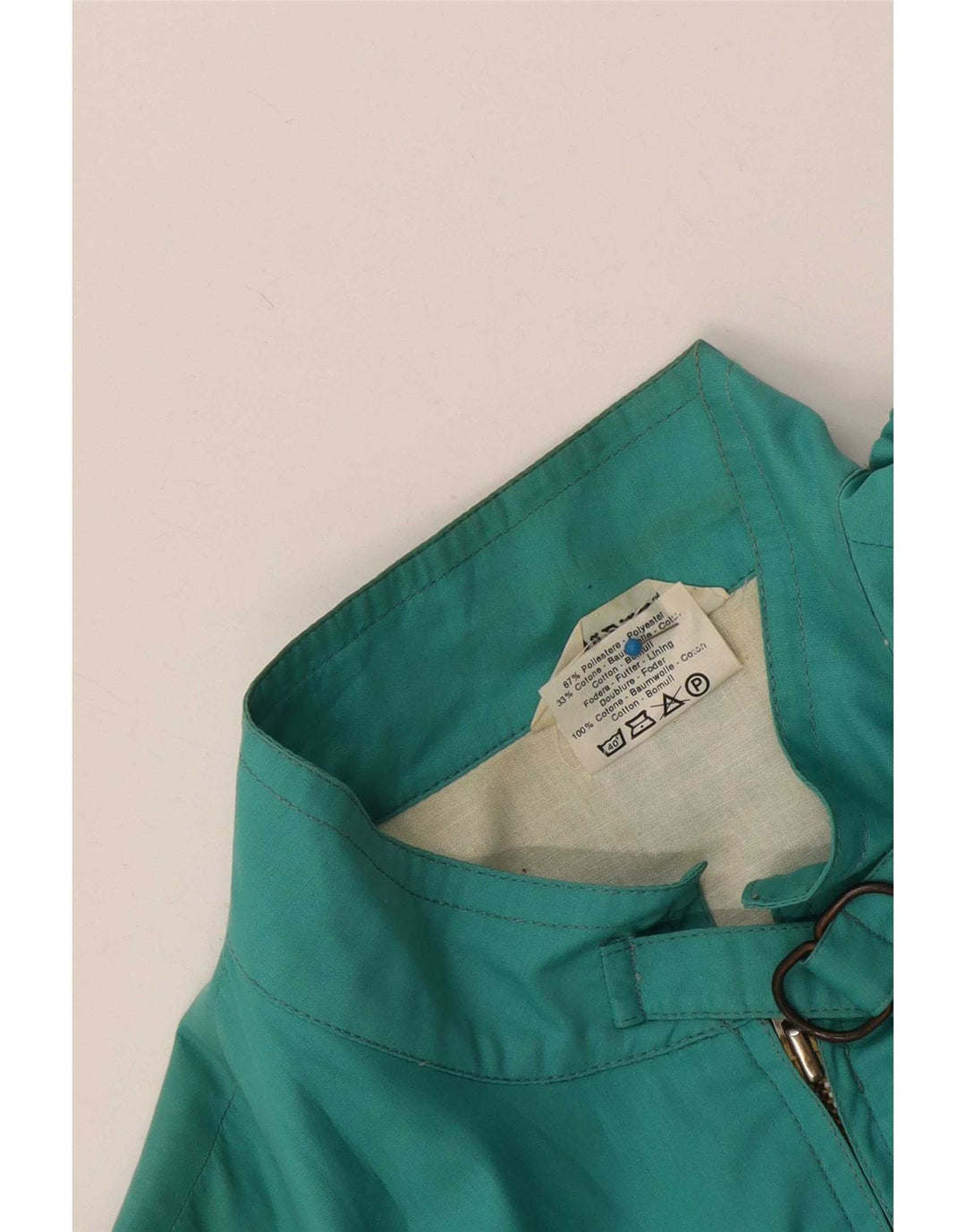 Vintage dame bomberjakke UK 12 Medium Turkis Colourblock Polyester