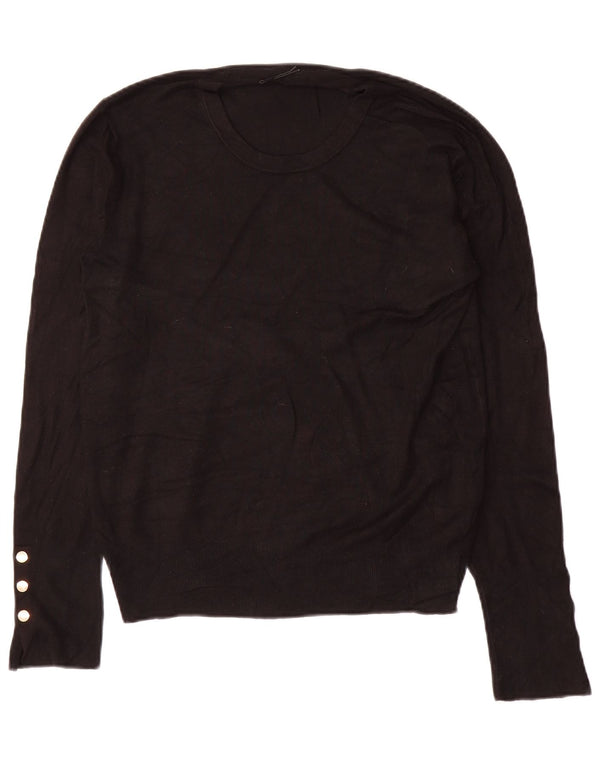 Zara Womens Crew Neck Jumper Sweater UK 14 Medium Black Viscose
