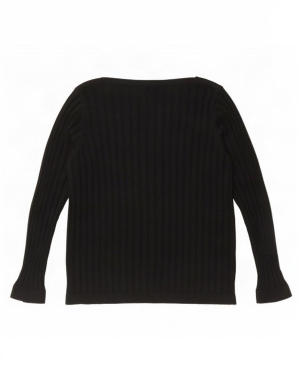 Marks & Spencer Womens Per Una Boat Neck Jumper Sweater UK 14 Large Black