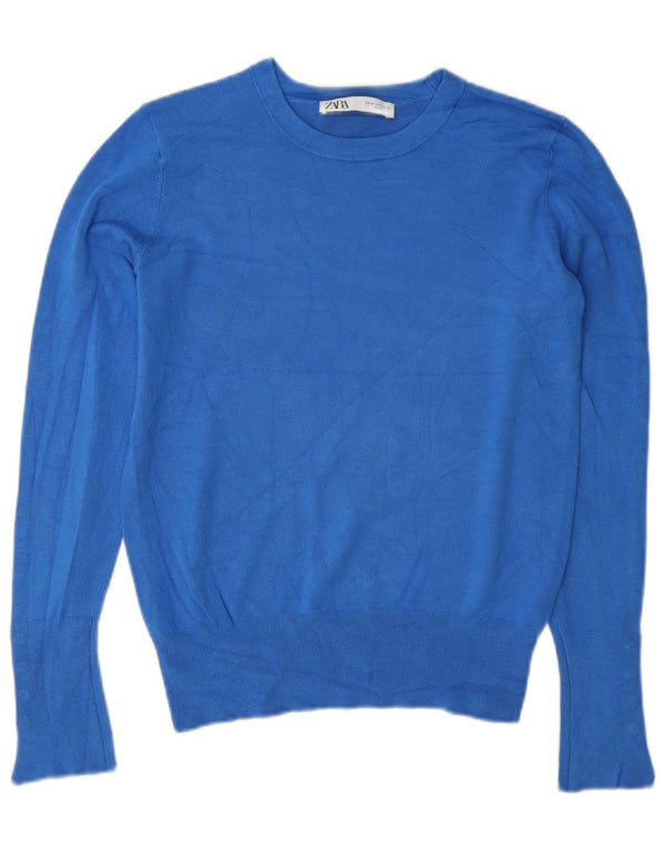 Zara Dame sweater med rund hals DK 12 Medium Blue Viscose