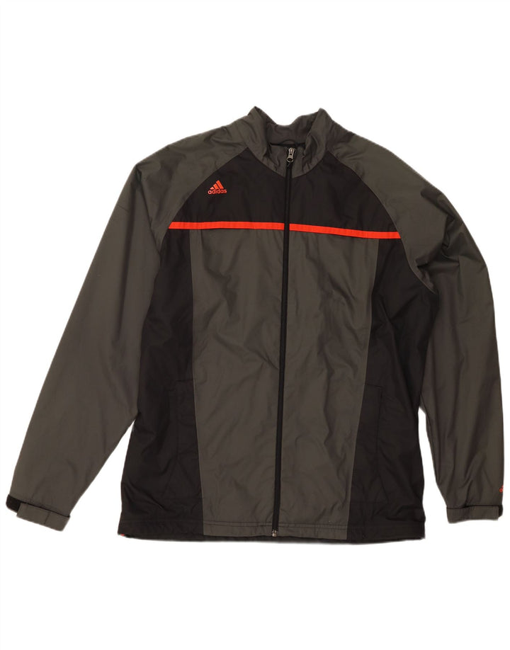 ADIDAS Mens Clima Proof Rain Jacket UK 40 Large Grey Colourblock Polyester