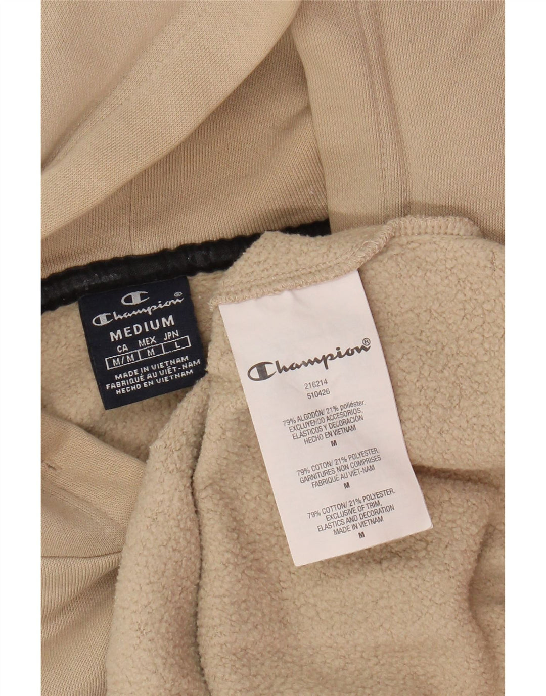 CHAMPION Mens Hoodie Jumper Medium Beige Cotton