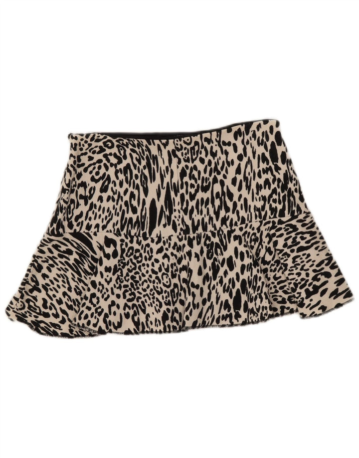 Zara Womens Mini Skirt Medium W28  Off White Animal Print