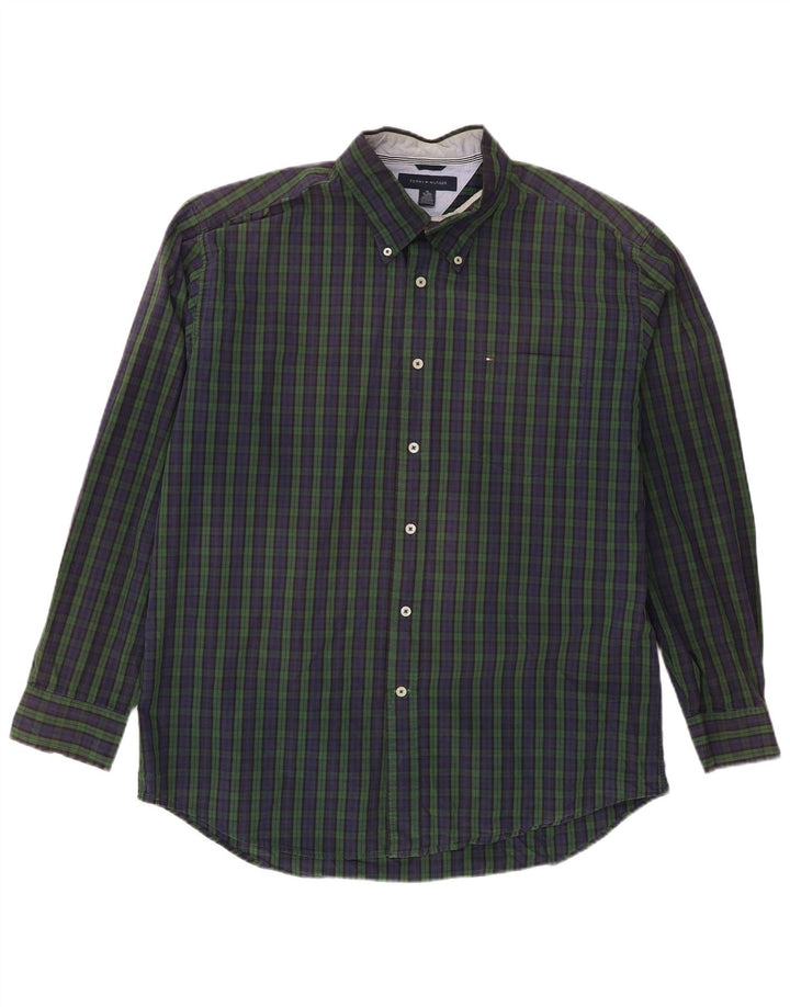Tommy Hilfiger Mens Shirt XL Navy Blue Check Cotton