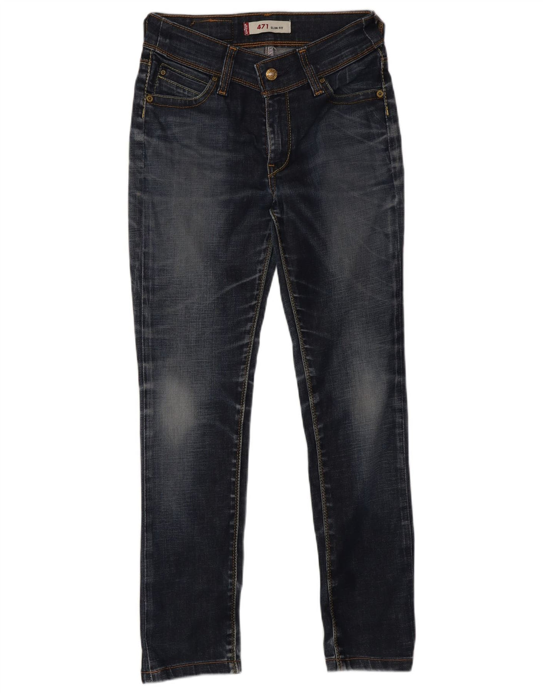 Levi's Womens 471 Slim Jeans W26 L34 Blue Cotton