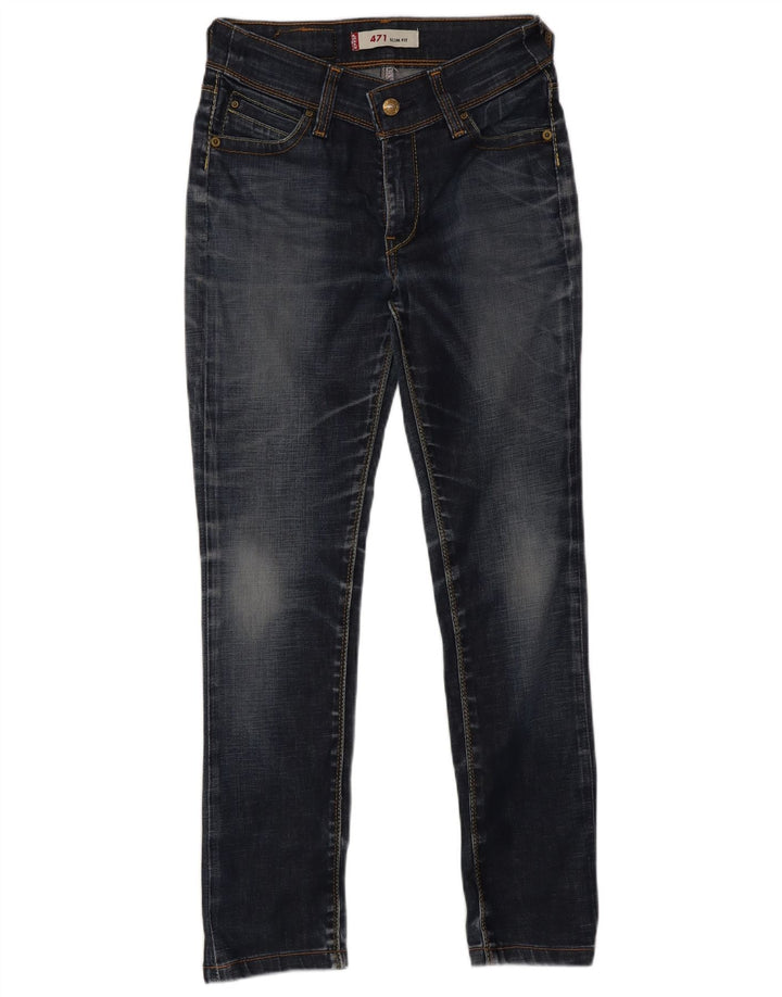 Levi's Womens 471 Slim Jeans W26 L34 Blue Cotton