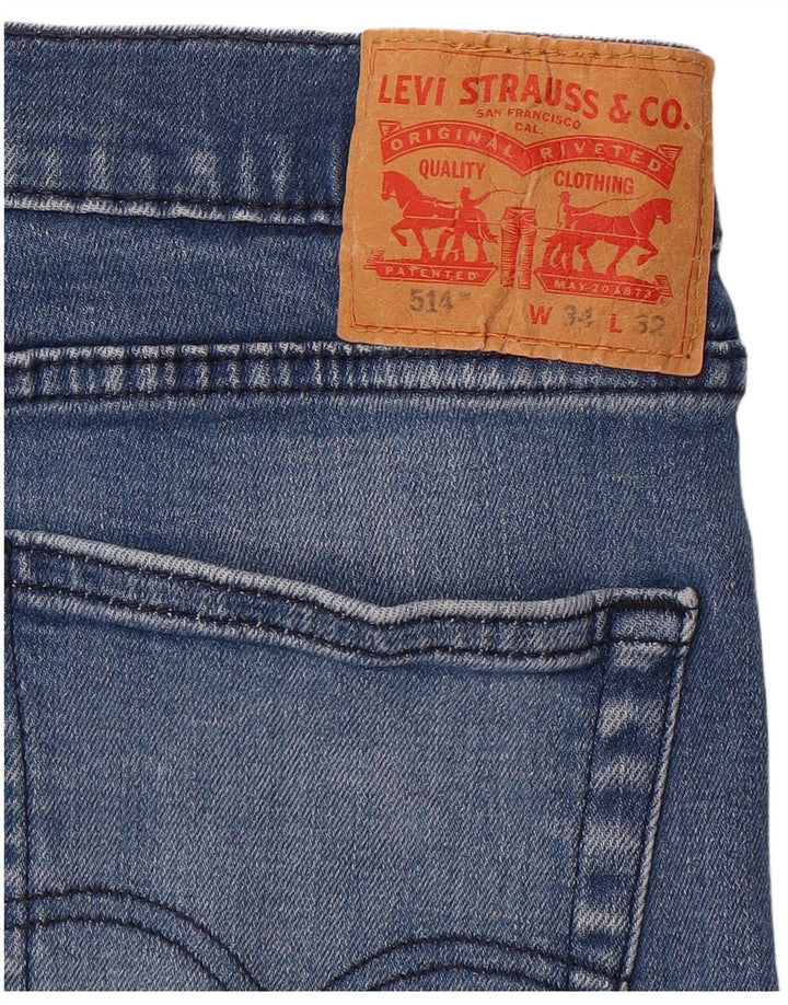 LEVI'S Mens 514 Straight Jeans W34 L29 Blue Cotton