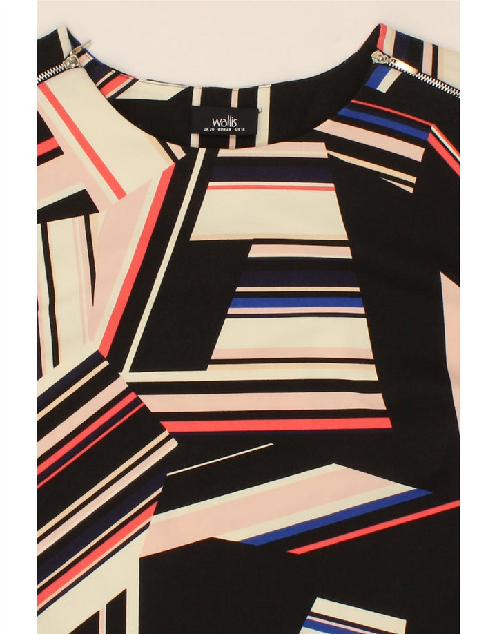 WALLIS Womens Shift Dress UK 20 2XL Black Geometric Polyester Vintage Wallis and Second-Hand Wallis from Messina Hembry 
