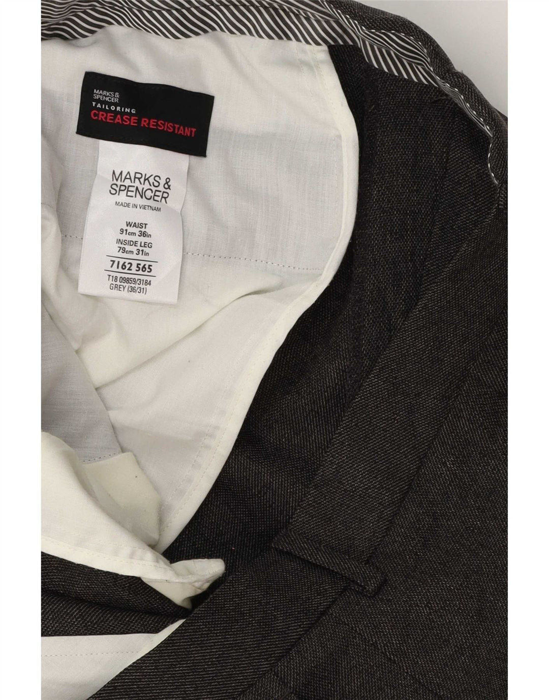 Marks & Spencer Pantaloni drepți pentru bărbați L36 L31 Poliester gri