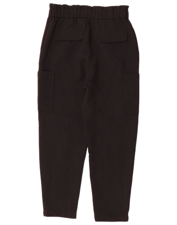 Zara Dame Højtaljet tilspidsede Cargo Bukser Small W26 L26 Sort Polyester