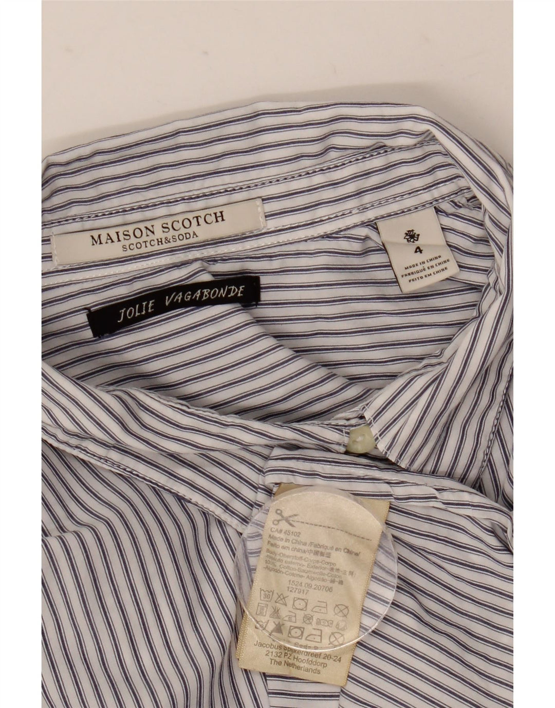 Scotch & Soda Mens Shirt Medium White Striped Cotton