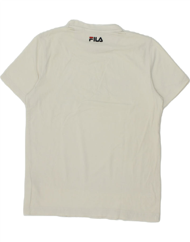 FILA Mens Graphic T-Shirt Top Small Off White Cotton Vintage Fila and Second-Hand Fila from Messina Hembry 