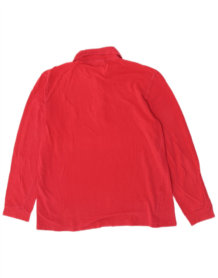 Lacoste Mens Long Sleeve Polo Shirt Size 4 Medium Red Cotton
