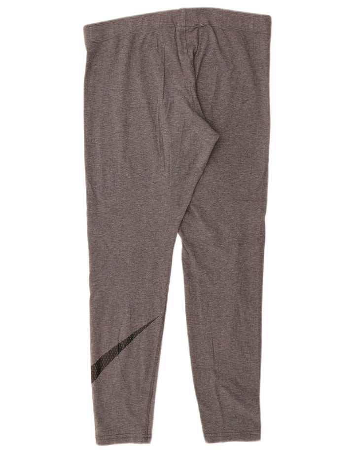 Nike Womens Graphic Leggings UK 12 Medium  Grey Cotton