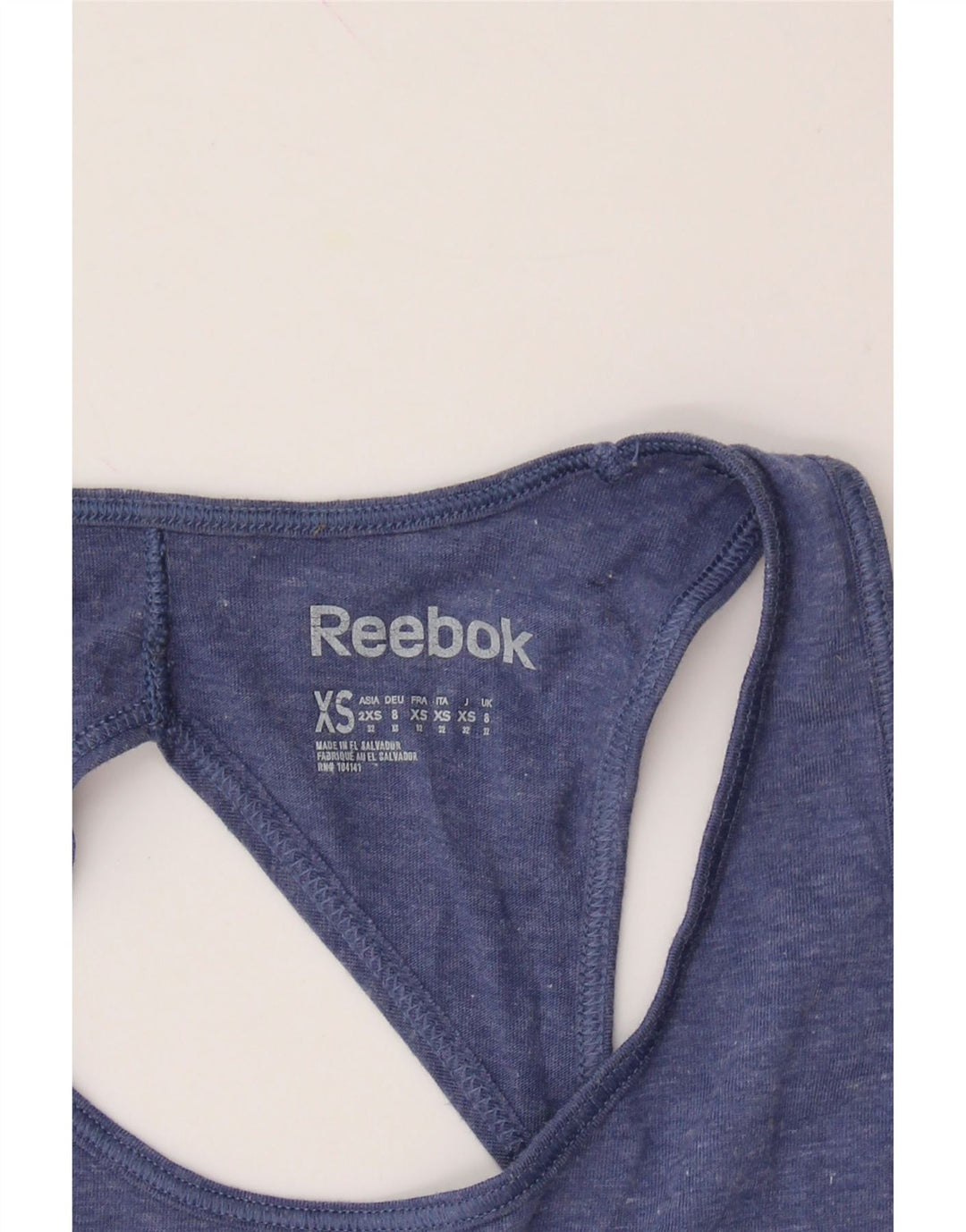 REEBOK Womens Graphic Vest Top UK 8 Small Blue Polyester Vintage Reebok and Second-Hand Reebok from Messina Hembry 