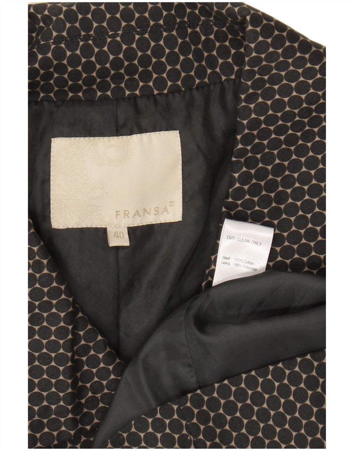 FRANSA Womens Crop 1 Button Blazer Jacket EU 40 Medium Black Spotted