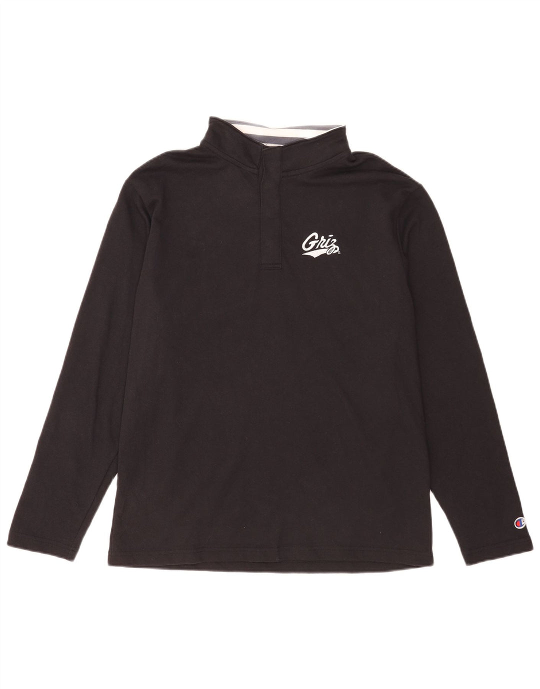 Champion Mens Top Long Sleeve Medium Black Cotton