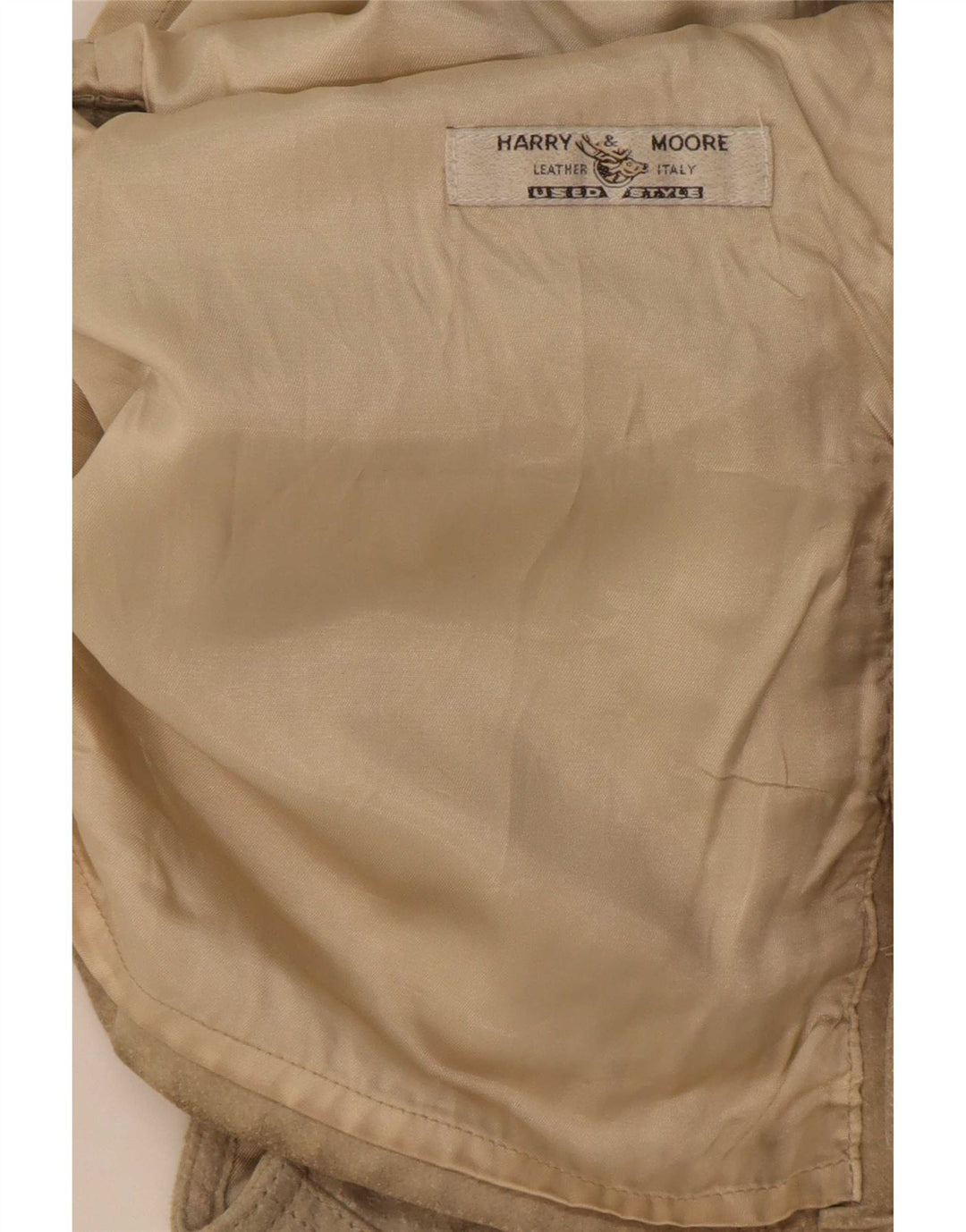 vintage Mens Suede Utility Gilet IT 48 Cuir Beige Moyen