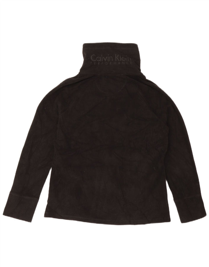Calvin Klein Womens Graphic Fleece Jacket UK 16 Large Black Polyester
