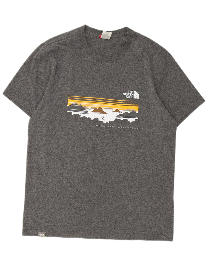 THE NORTH FACE Mens Graphic T-Shirt Top Medium Grey Cotton