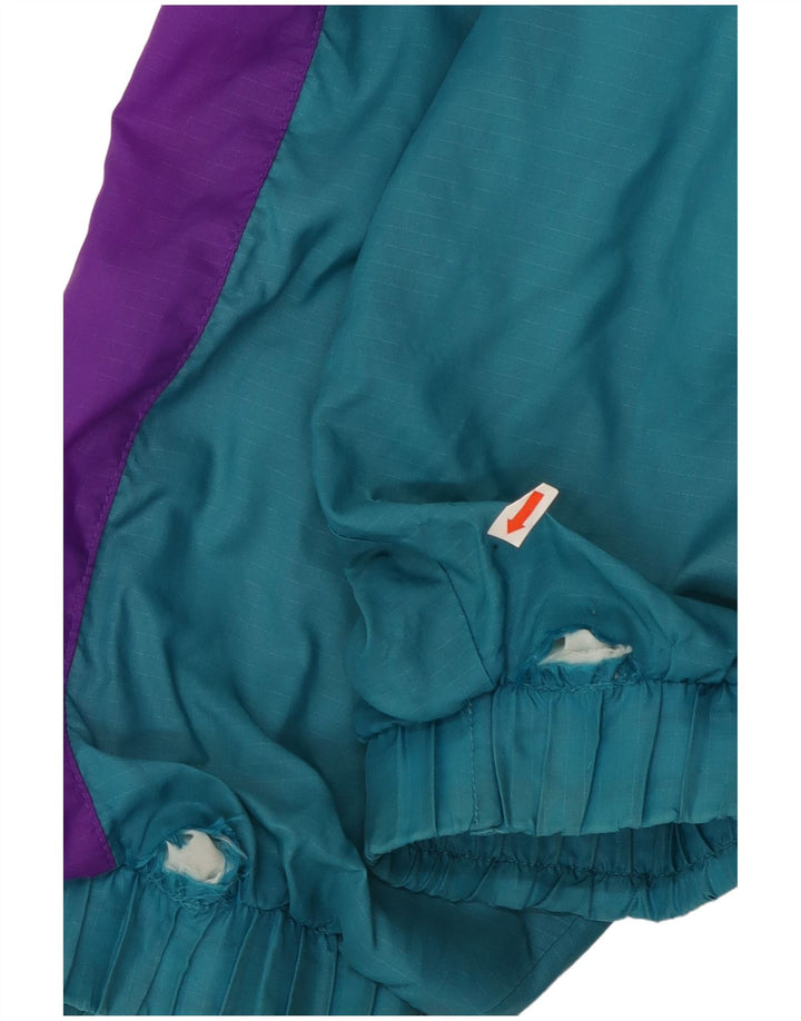 Vintage Mens Tracksuit Top Jacket Large Turquoise Colourblock Nylon 90s