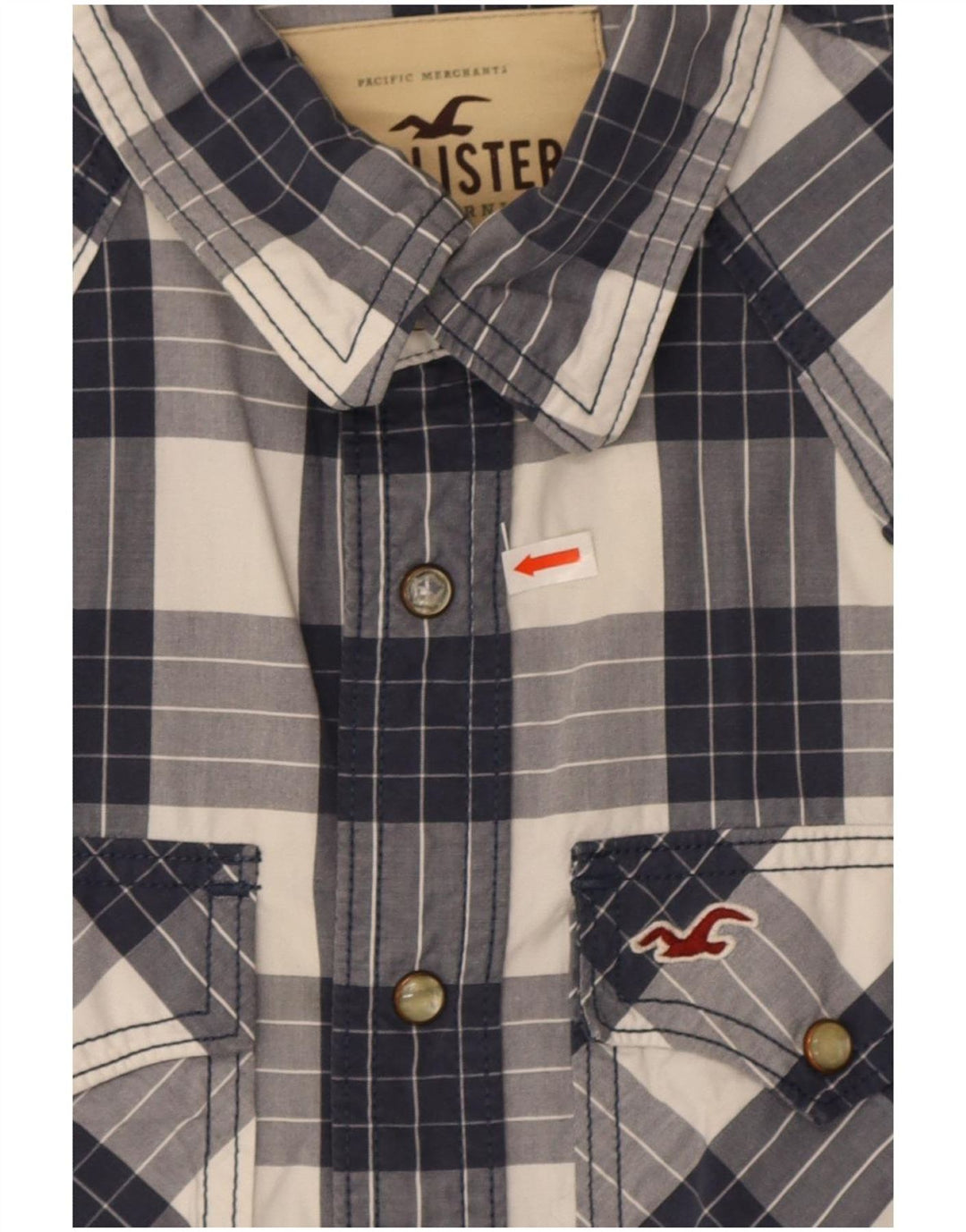 Hollister Mens Shirt Small Navy Blue Check Cotton