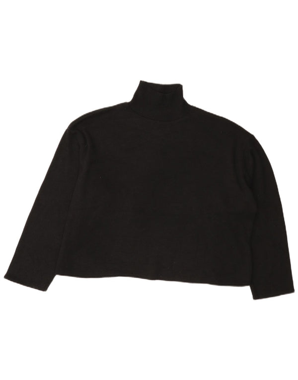 Zara Damen Crop Oversized Rollkragenpullover Pullover UK 14 Large Schwarz