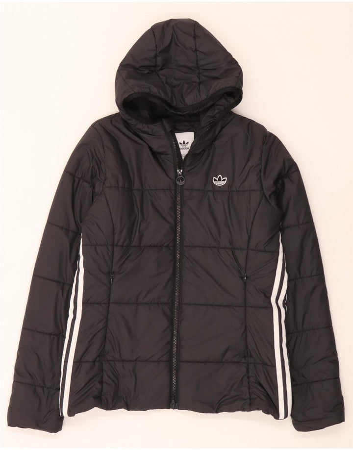 Adidas Chaqueta acolchada con capucha para mujer UK 46 Grande Poliéster negro