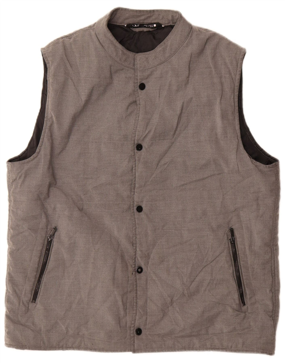 Zara Mens Padded Gilet UK 42 XL Grey Polyester