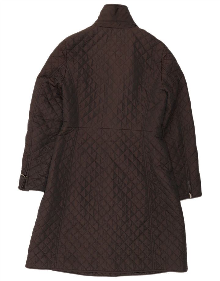 HOBBS Womens Quilted Overcoat UK 10 Small Brown Polyamide