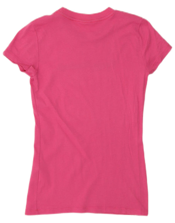 Hollister Grafisk T-Shirt Top UK 8 Small Pink Bomuld