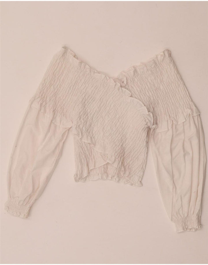 Top Zara da donna a maniche lunghe con spalle scoperte UK 12 bianco medio