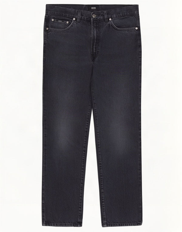 Hugo Boss Mens Arkansas Straight Jeans W34 L32 Navy Blue Cotton