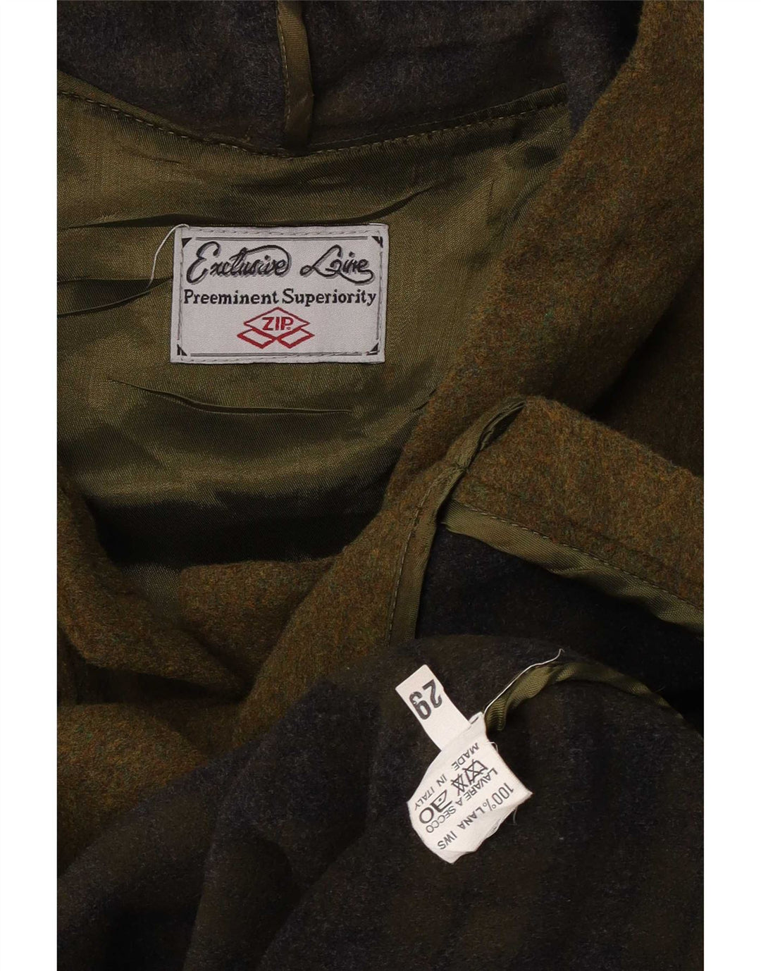 Zip Womens Hooded Duffle Coat UK 16 Large Green Wool