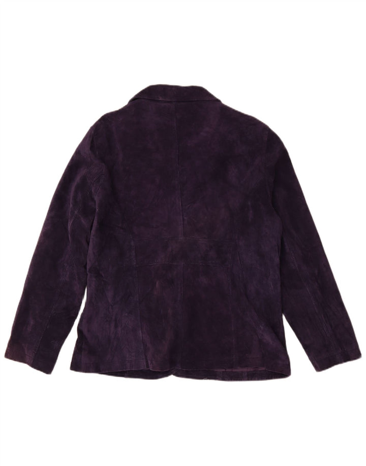 TCM Womens 3 Button Suede Blazer Jacket UK 20 2XL Purple Leather