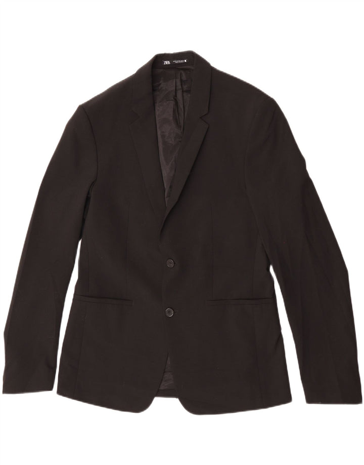 Zara Herre 2-knaps blazerjakke EU 48 Medium Sort Polyester