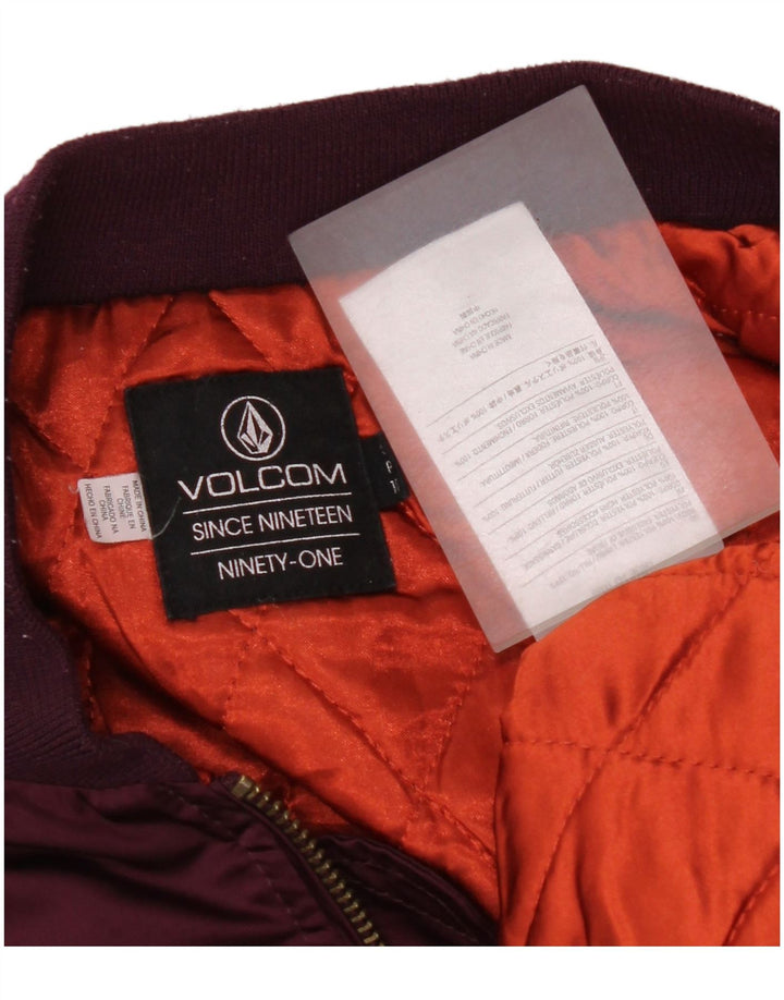 Volcom Womens Oversized Bomber Jacket UK 10 Small Purple Polyester