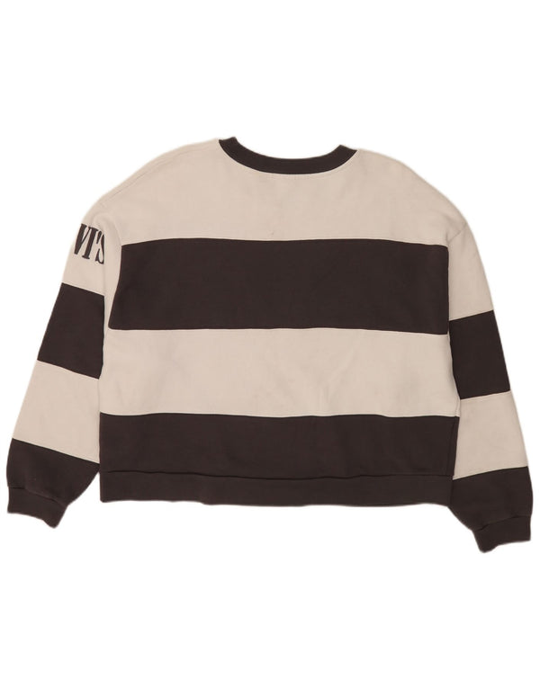 Levi's Womens Oversized Crop Sweatshirt Jumper UK 14 Medium Sort Stribet
