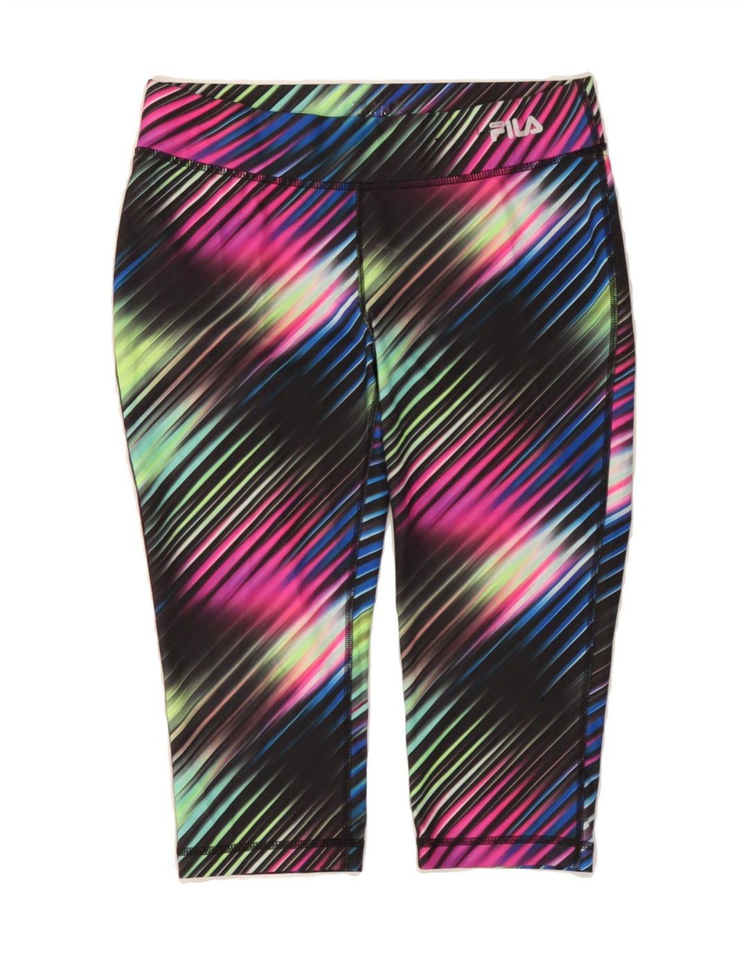 FILA Womens Running Capri Leggings UK 14 Medium Multicoloured Striped Vintage Fila and Second-Hand Fila from Messina Hembry 