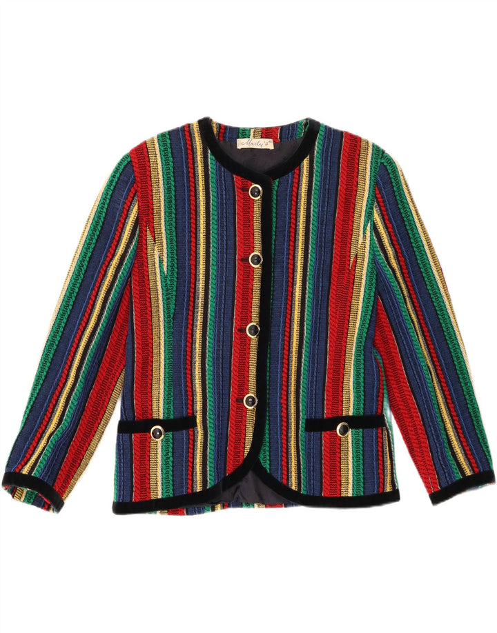 MORLY'S Giacca Blazer a 4 Bottoni da Donna IT 46 Grandi Righe Multicolori