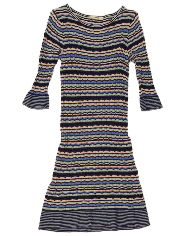 Oasis Robe pull à manches 3/4 pour femme UK 12 Medium Multicolore Rayé