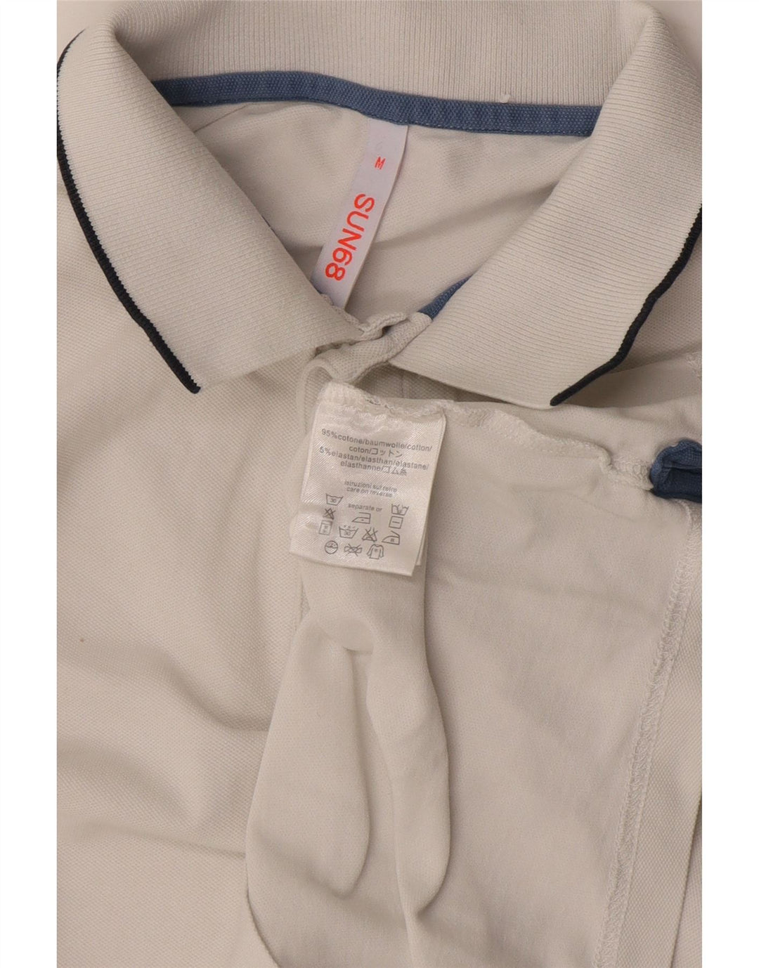 Sun68 Mens Polo Shirt Medium White Cotton