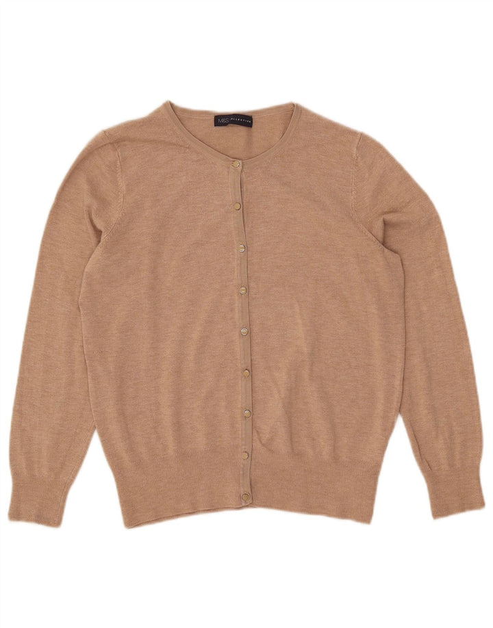 Marks & Spencer Dame Cardigan Sweater UK 12 Medium Beige Viscose