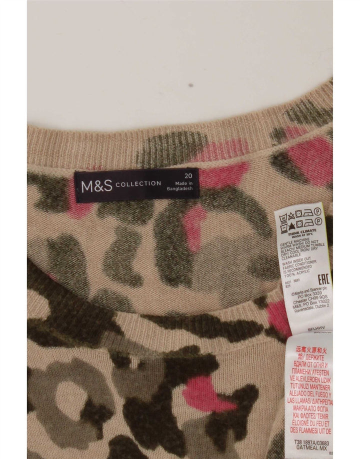 Marks & Spencer Womens Abstract Pattern Boat Neck Jumper Sweater UK 20 2XL