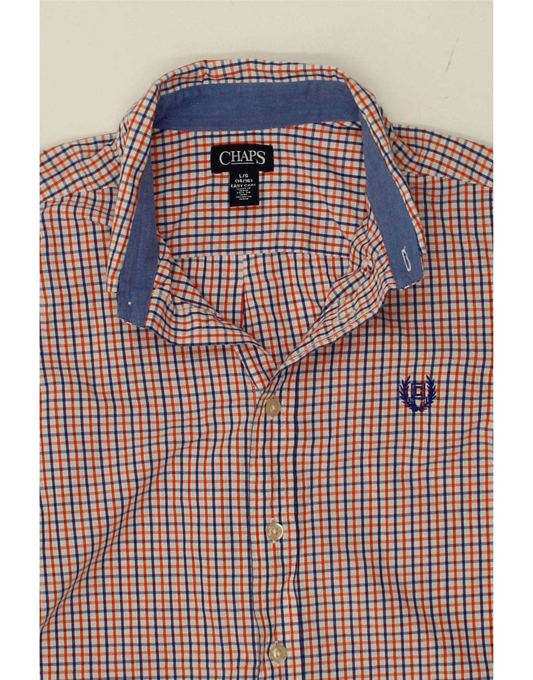 CHAPS Boys Shirt 14-15 Years Large Orange Check Cotton Vintage Chaps and Second-Hand Chaps from Messina Hembry 