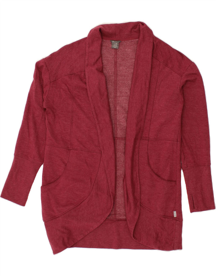 EDDIE BAUER Womens Open Cardigan Sweater UK 14 Medium Maroon Cotton Vintage Eddie Bauer and Second-Hand Eddie Bauer from Messina Hembry 